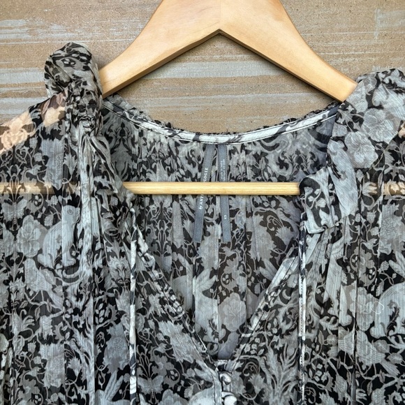 Anthropologie Marias Printed Chiffon Maxi Dress Neutral Boho Preppy Womens XS - Picture 8 of 8